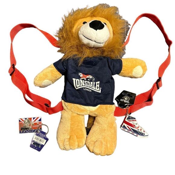Lonsdale Lion Mini Backpack with Union Jack boot and London keyring - Picture 1 of 10